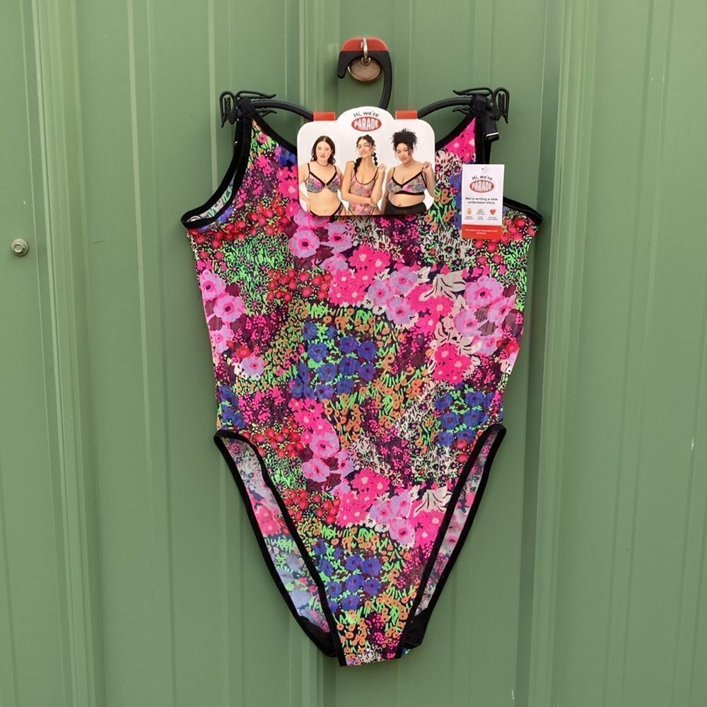 Parade Mesh Unlined Floral Print Bodysuit Lingerie Size M